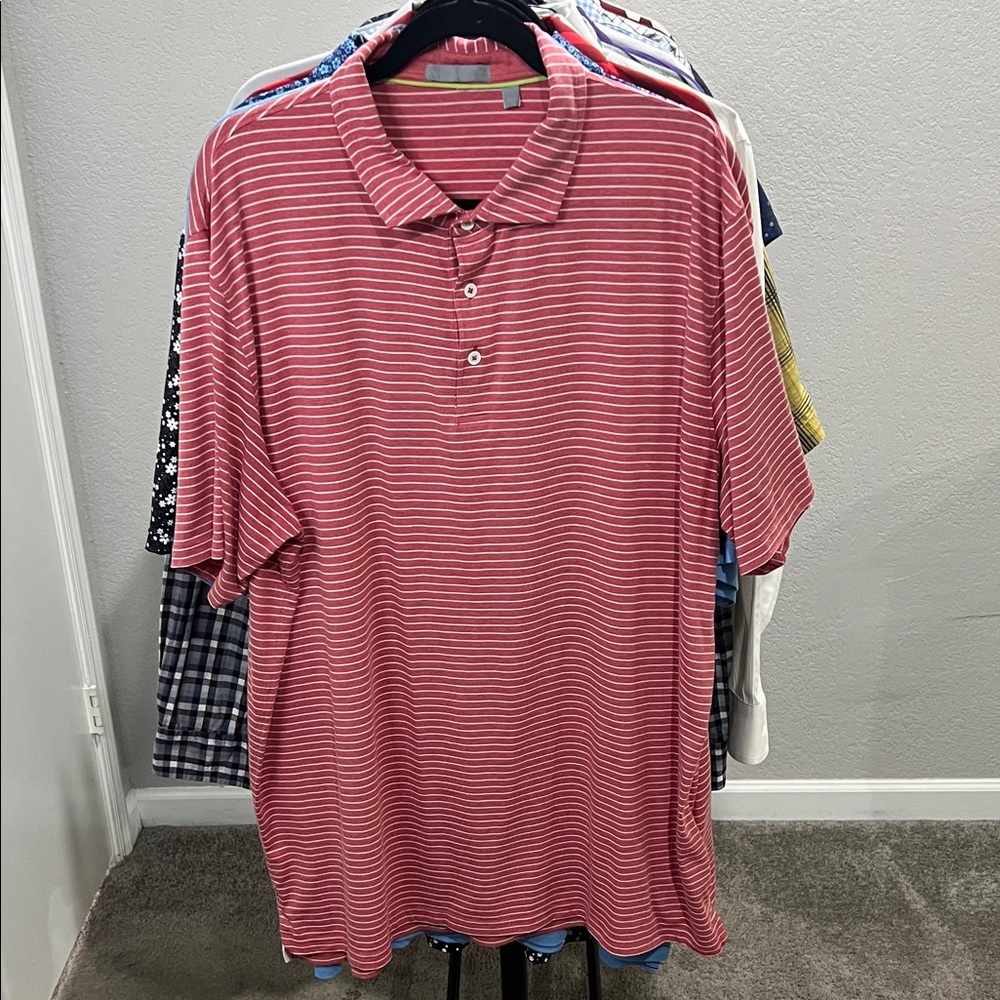 Classic Striped Polo Shirt in Red